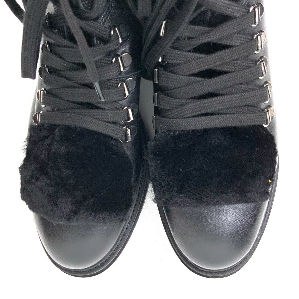 New Elena Solano Womens Black Leather Shearling Inside Combat Boots Sz 40 (9.5) - Picture 13 of 16